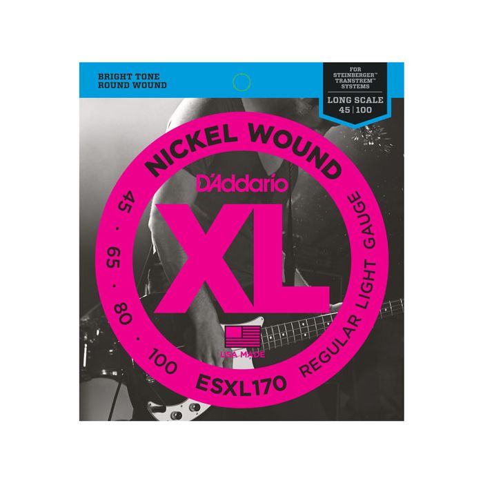 Front of Daddario ESXL170 Nickel Wound Bass Guitar Strings Light 45-100 packet