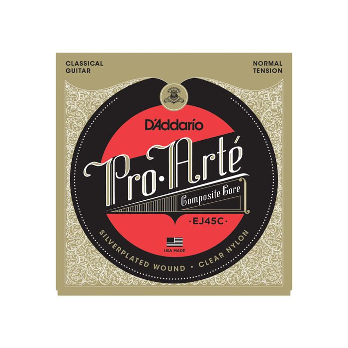 DAddario EJ45C Pro-Arte Composite Classical Guitar Strings Normal Tension, front view of packaging