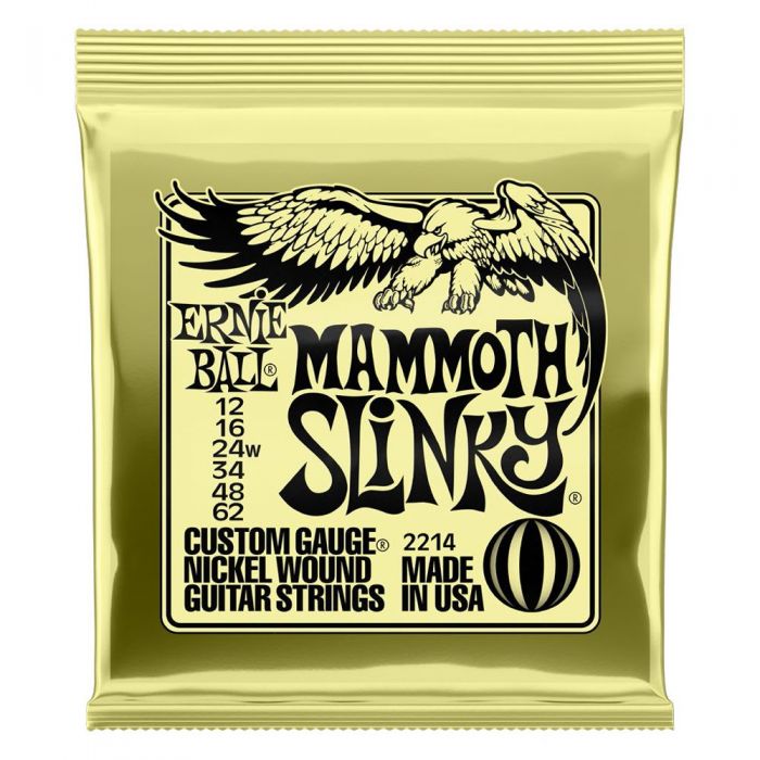Front view of an Ernie Ball Mammoth Slinky Guitar String Set packet
