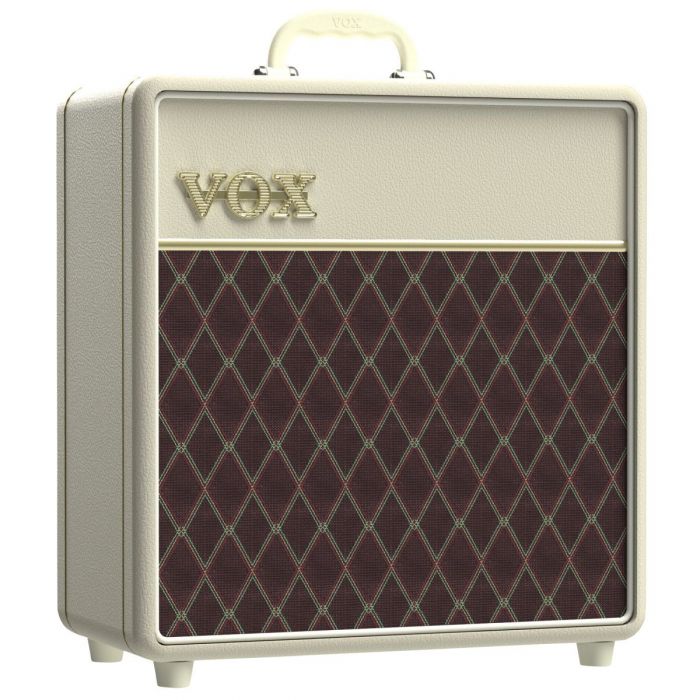 Front right angled view of a Vox AC4C112CB 4w 1x12 Combo Amp Cream Bronco