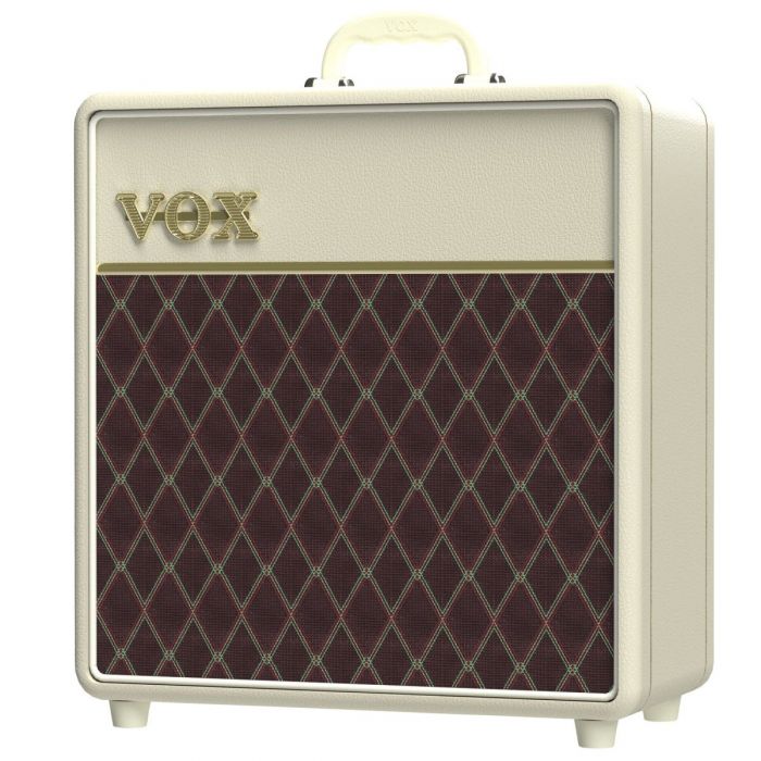 Right left angled view of a Vox AC4C112CB 4w 1x12 Combo Amp Cream Bronco