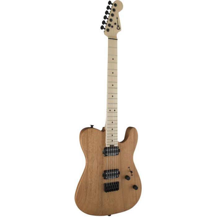 Front tilted view of a Charvel Pro-mod San Dimas Style 2 HH Ht M Okoume Natural