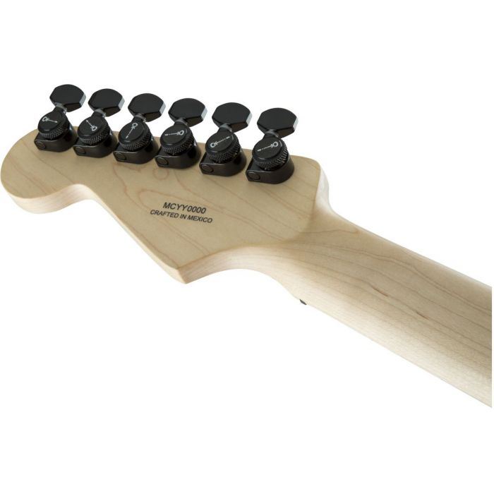 Rear view of the headstock on a Charvel Pro-mod San Dimas Style 2 HH Ht M Okoume Natural
