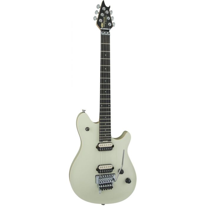 Front tilted view of a EVH Wolfgang Special EB Ivory Electric Guitar