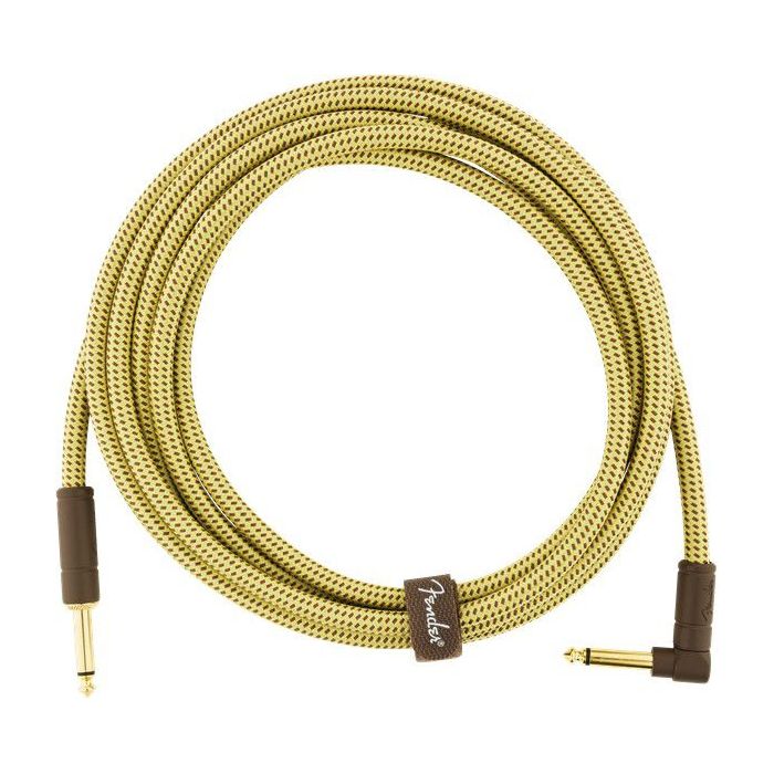 Full coiled version of a Fender Deluxe Series Instrument Cable Straight Angle 10