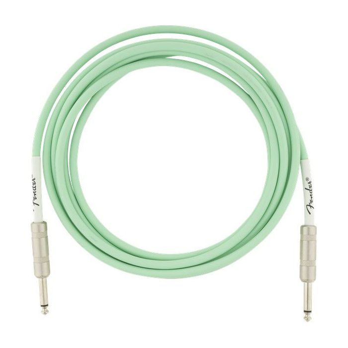 Full coiled view of a Fender Original Series Instrument Cable 10 Surf Green