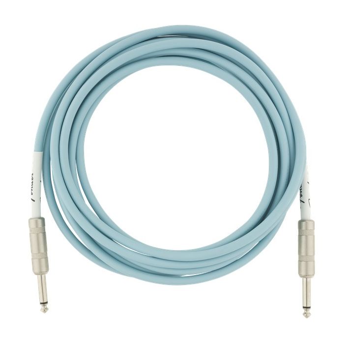 Coiled view of a Fender Original Series Instrument Cable 10 Daphne Blue