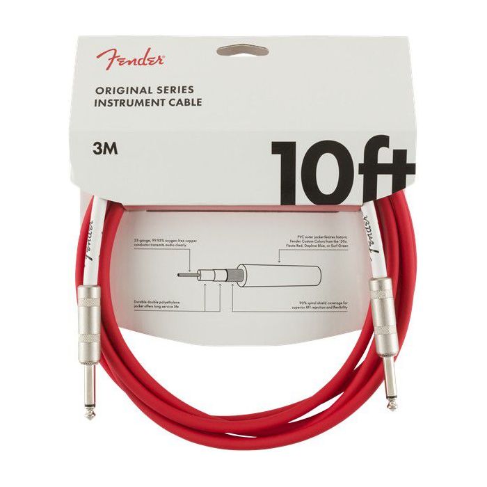 Full packaged view of a Fender Original Series Instrument Cable 10 Fiesta Red