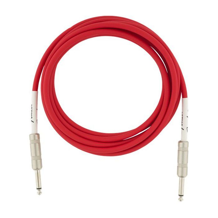 Full coiled view of a Fender Original Series Instrument Cable 10 Fiesta Red