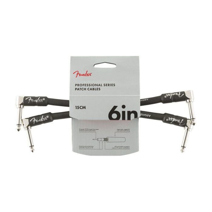 Full packaged view of a Fender Professional Series Instrument Patch Lead Twin Pack Black