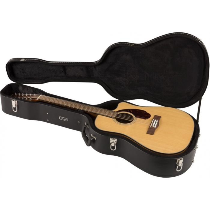 Full view of a Fender CD-140SCE 12 -String Electro Acoustic Guitar in its case