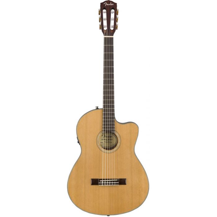 Full frontal view of a Fender CN-140SCE Nylon String Guitar Natural Finish