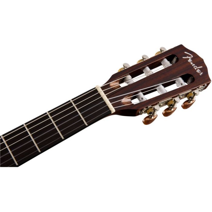Front view of the headstock on a Fender CN-140SCE Nylon String Guitar Natural Finish