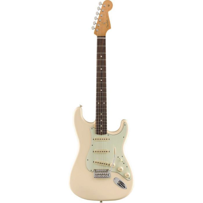 Full frontal view of a Fender Vintera 60s Stratocaster Modified PF Olympic White