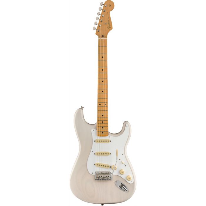 Full frontal view of a Fender Vintera 50S Stratocaster MN White Blonde