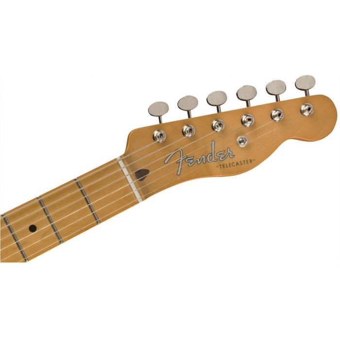 Front view of the headstock on a Fender Vintera 50s Telecaster Modified MN Surf Green