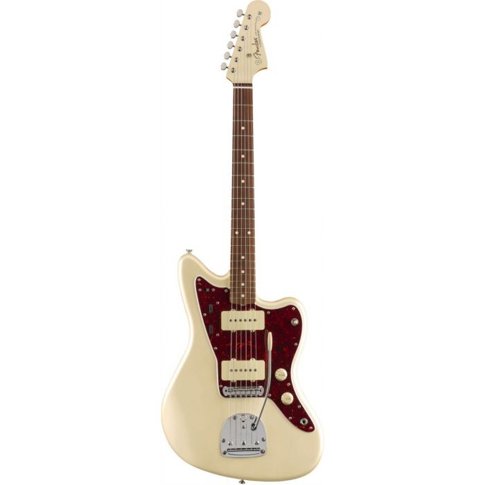 Full frontal view of a Fender Vintera 60s Jazzmaster PF Matching HS Olympic White