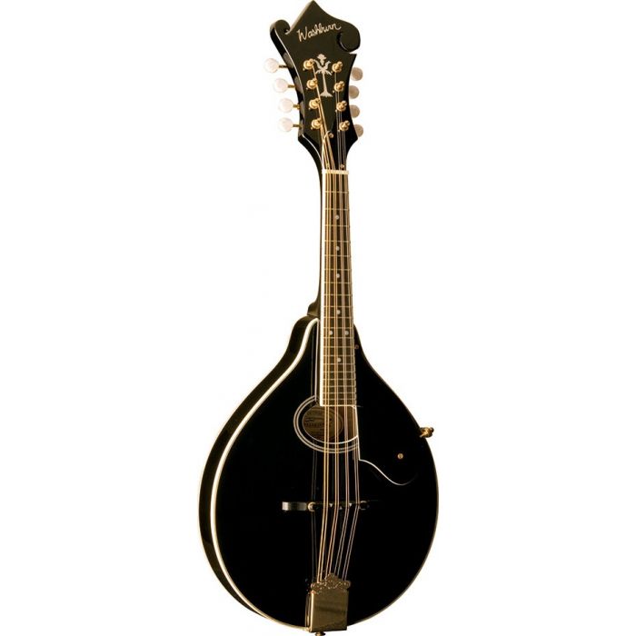 Full frontal view of a Washburn M1SDL-B Black Bluegrass Mandolin