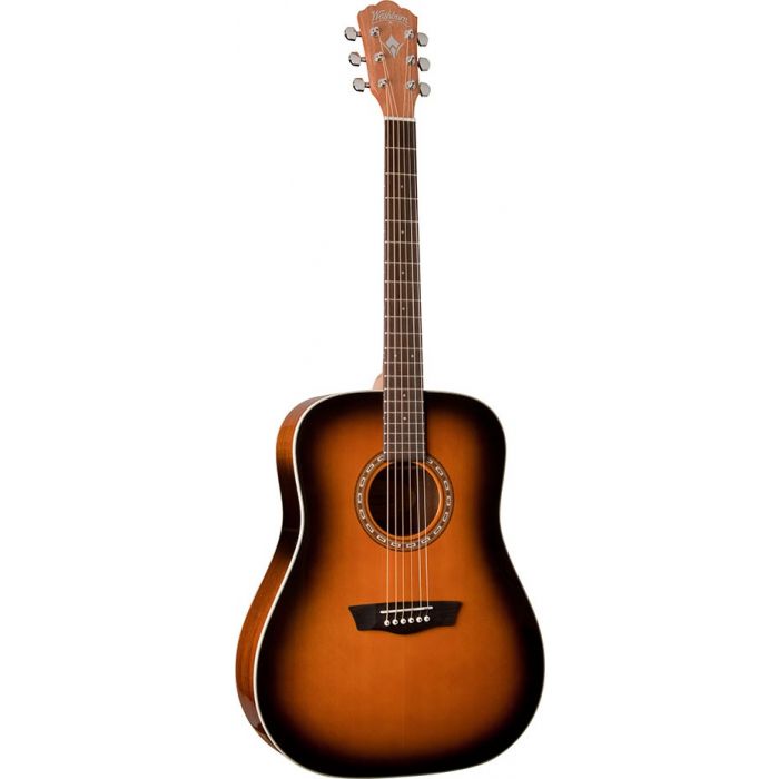 Front view of a Washburn Harvest Series WD7S-ATBM Tobacco Sunburst Acoustic