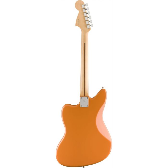 Full rear view of a Fender Player Jaguar Guitar PF Capri Orange