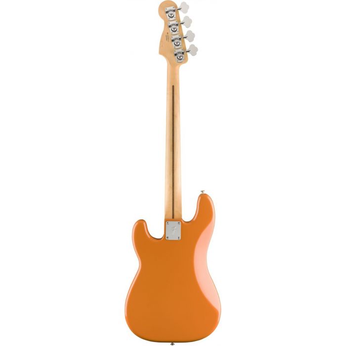 Full rear view of a Fender Player Precision Bass PF Capri Orange
