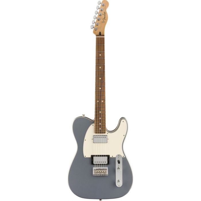 Full frontal view of a Fender Player Telecaster HH PF Silver Electric Guitar
