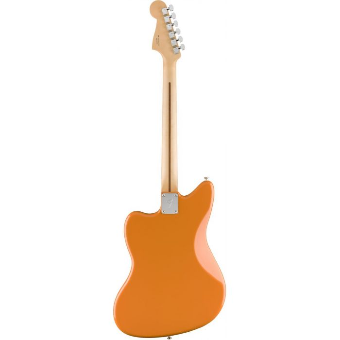 Full rear view of a Fender Player Jazzmaster PF Capri Orange Electric Guitar