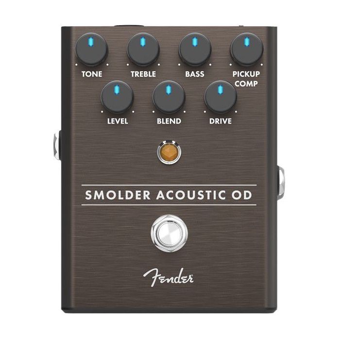 Full front panel view of a Fender Smolder Acoustic Overdrive Pedal