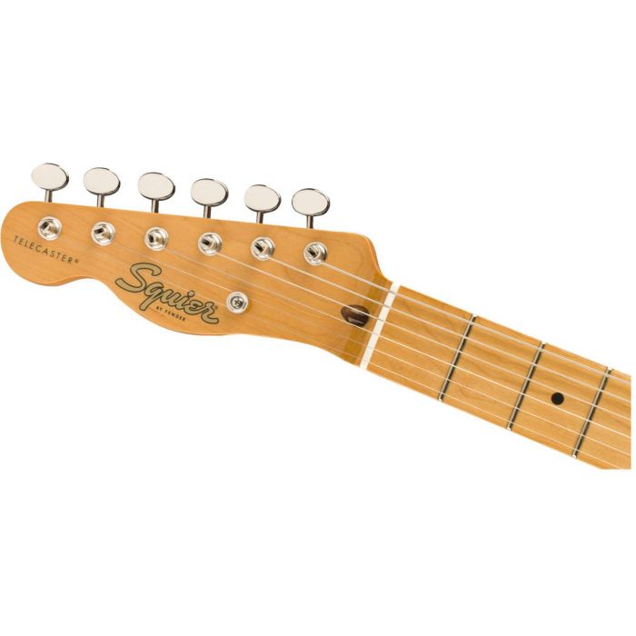 Front view of the headstock on a Squier Classic Vibe 50s Telecaster LH MN Butterscotch Blonde