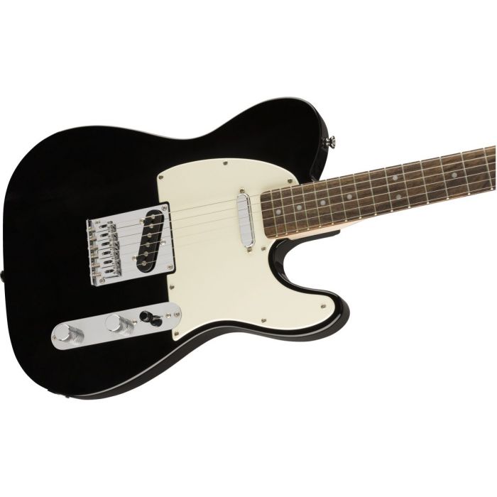 Front angled view of a Squier Bullet Telecaster IL Black Guitar