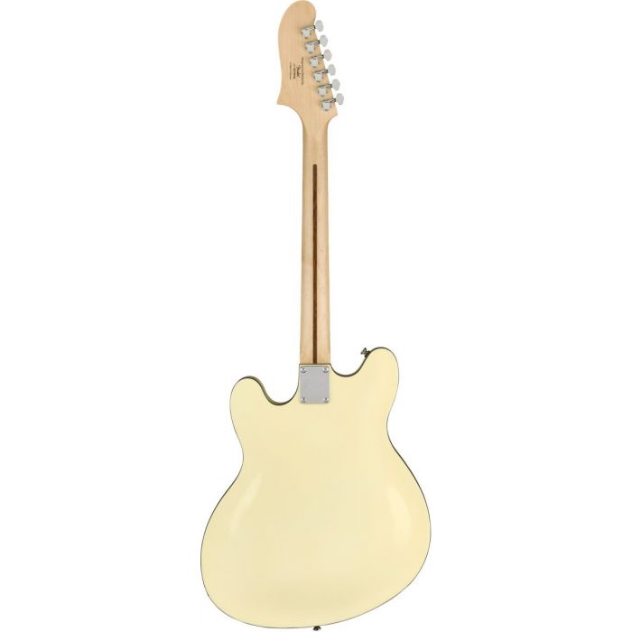 Full rear view of a Squier Affinity Starcaster MN Olympic White