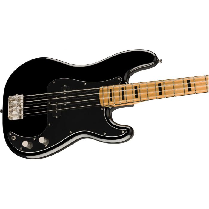 Front angled view of a Squier Classic Vibs 70s Precision Bass MN Black