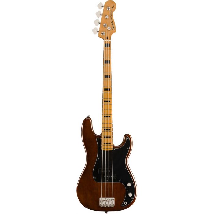 Full frontal view of a Squier Classic Vibe 70s Precision Bass MN Walnut