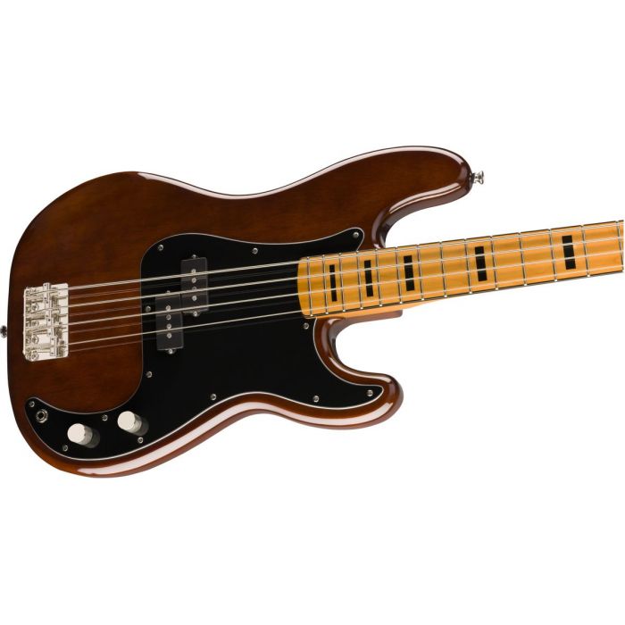 Front angled view of a Squier Classic Vibe 70s Precision Bass MN Walnut