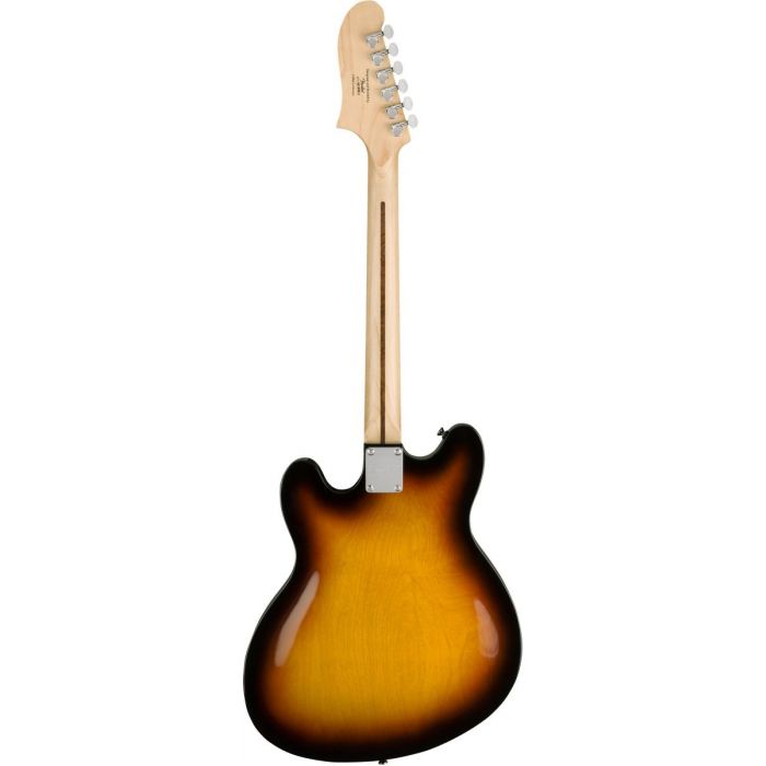 Full rear view of a Squier Affinity Starcaster MN 3 Tone Sunburst