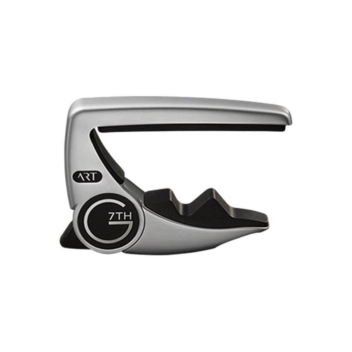 Side on view of a G7th Capo Performance 3 Steel String Silver