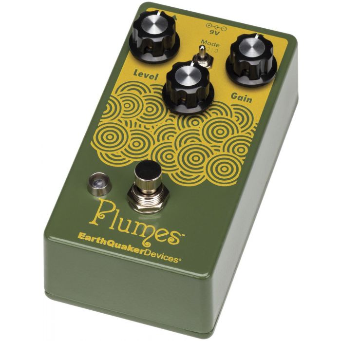 Front left angled view of a EarthQuaker Devices Plumes Small Signal Shredder