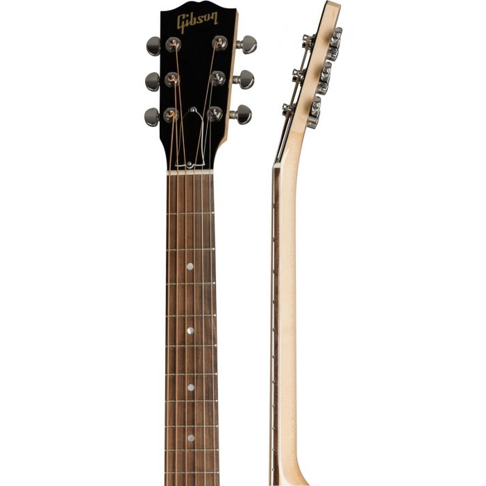 View of the Gibson J-15's Headstock, Walnut Fretboard and 2-Piece Maple Neck