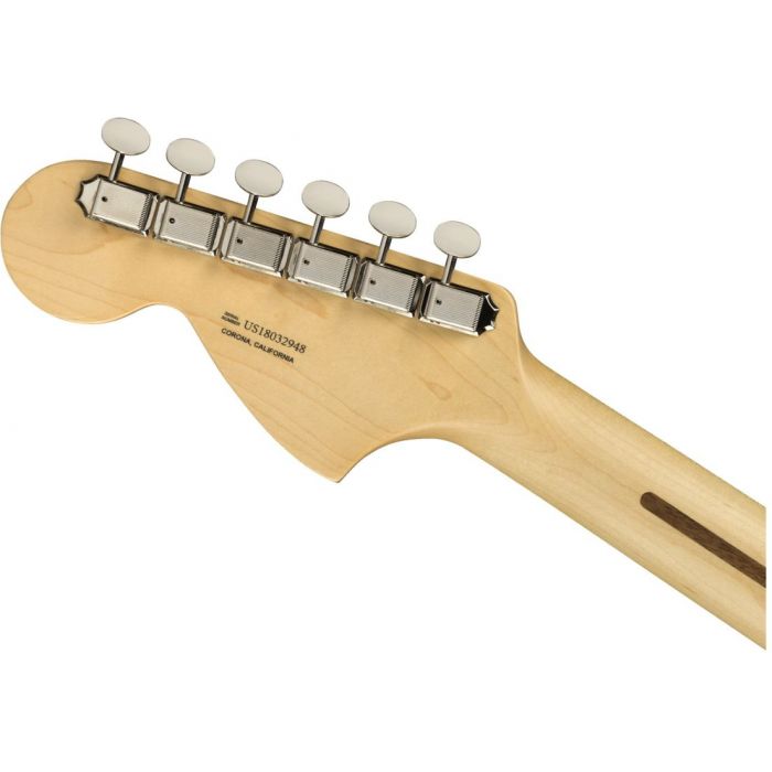 Rear view of the headstock on a Fender American Performer Stratocaster RW Honey Burst