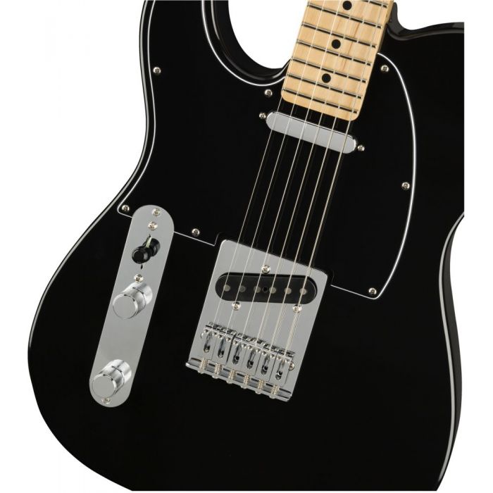 Front closeup view of a Fender Player Telecaster LH MN Black