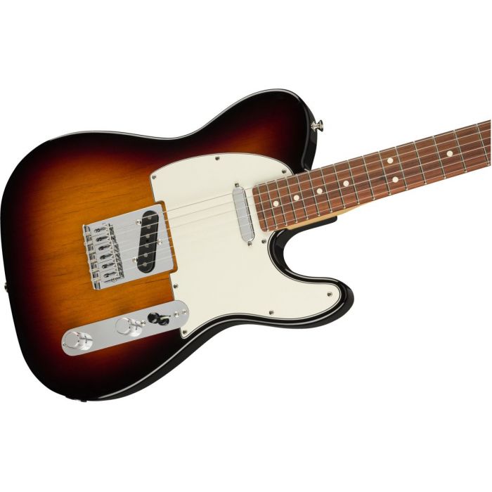 Front angled view of a Fender Player Telecaster PF 3-Colour Sunburst