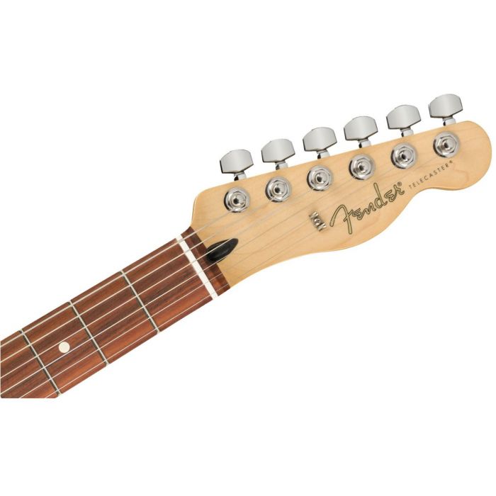 Front view of the headstock on a Fender Player Telecaster PF 3-Colour Sunburst