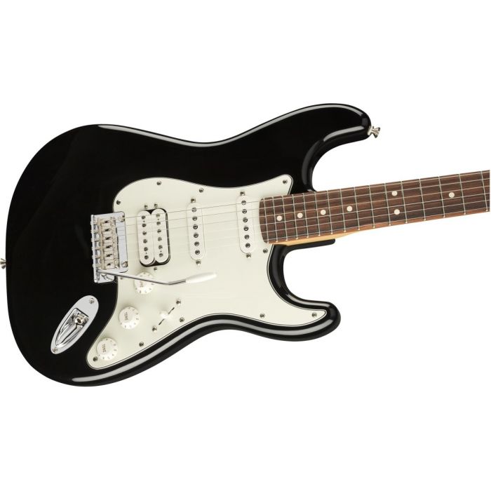 Front angled view of a Fender Player Stratocaster HSS PF Black