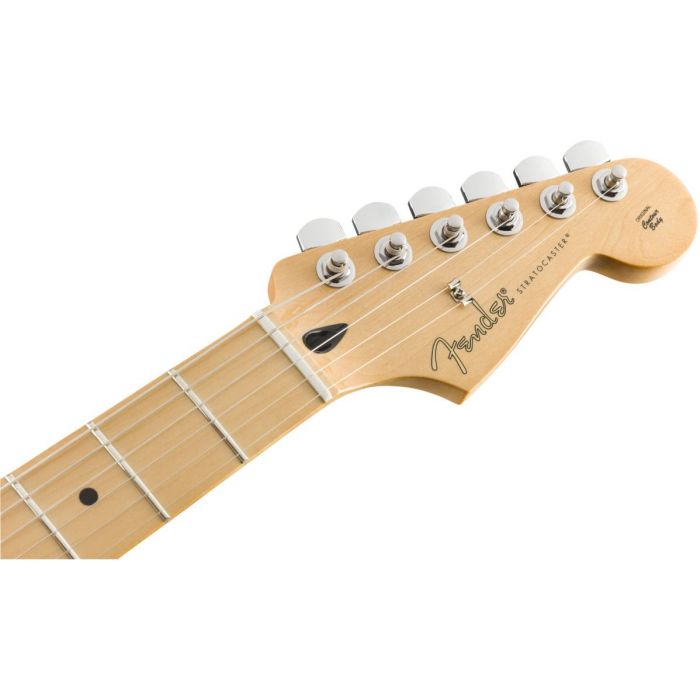 Front view of the headstock on a Fender Player Stratocaster HSS MN Black