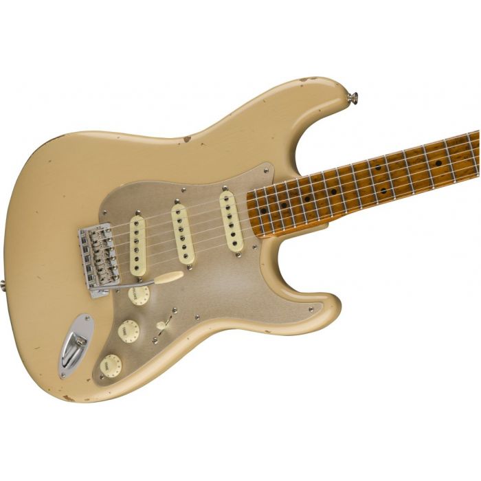 Front angled image of a Fender CS Limited 56 Fat Roasted Strat Relic Aged Desert Sand