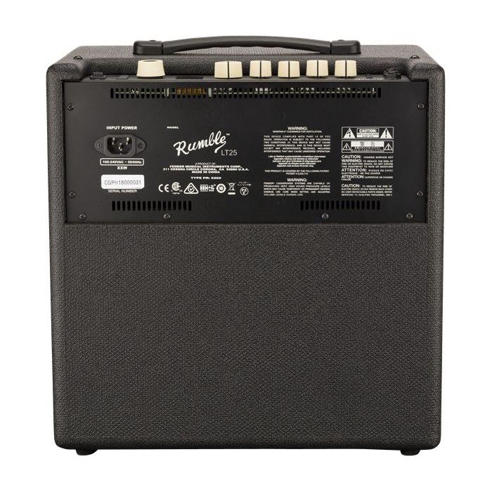 Full rear view of a Fender Rumble LT25 Bass Combo Amplifier