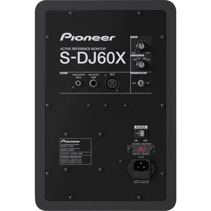 Rear view of a Pioneer S-DJ60X Single 6 Inch Active DJ Monitor