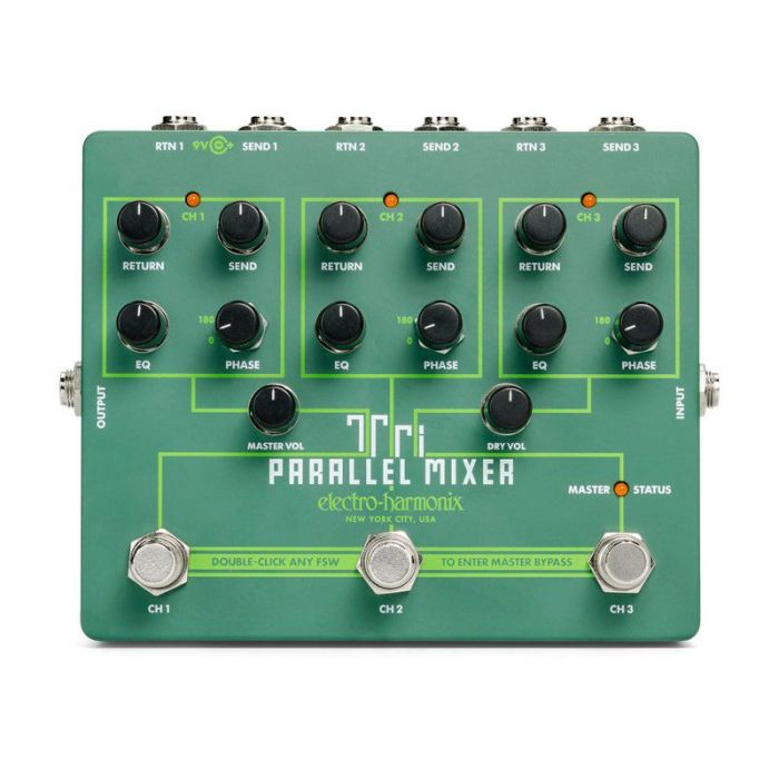 Full view of an Electro Harmonix Tri Parallel Mixer