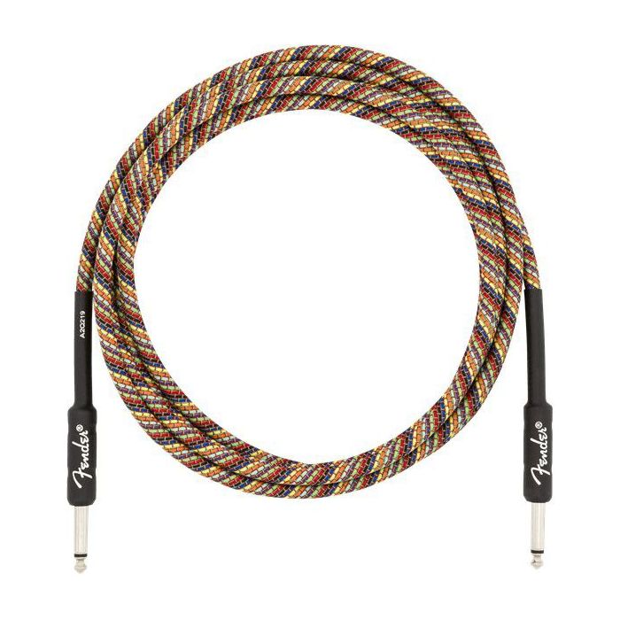 Full unpackaged view of a Fender 10' Festival Instrument Cable Rainbow