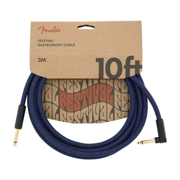 Full packaged view of a Fender 10' Angled Festival Cable Blue Dream